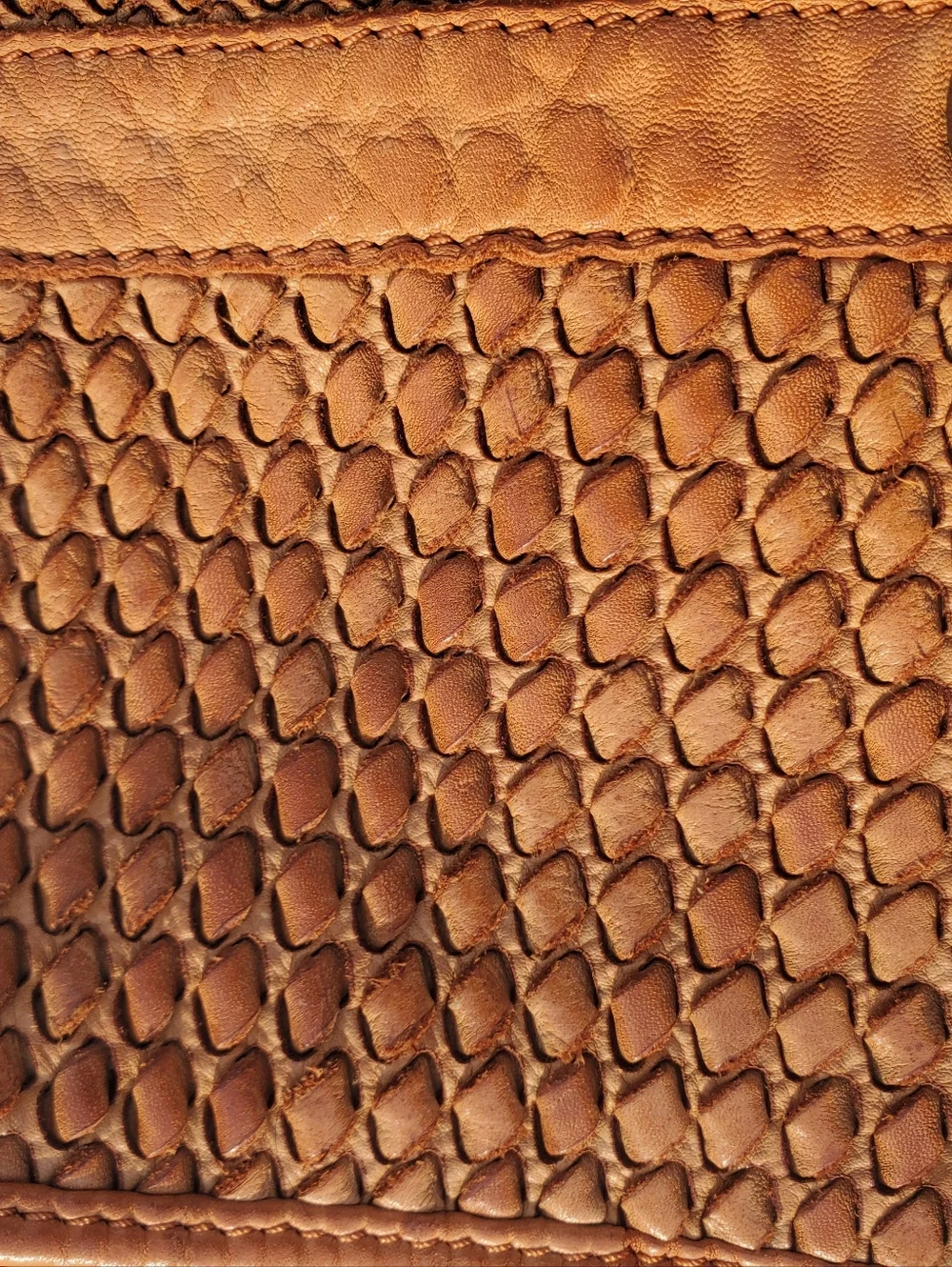 Tan Woven Leather Crossbody Bag - Passport To India - Picture 8 of 9